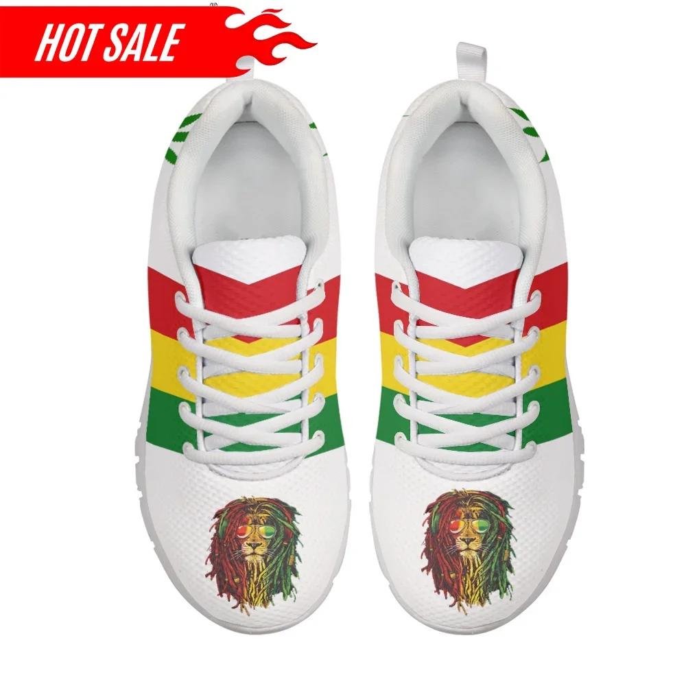 Tênis de corrida para mulheres, sapatos rastafari, padrão de bandeira, sapatilhas femininas, calçados femininos, outono