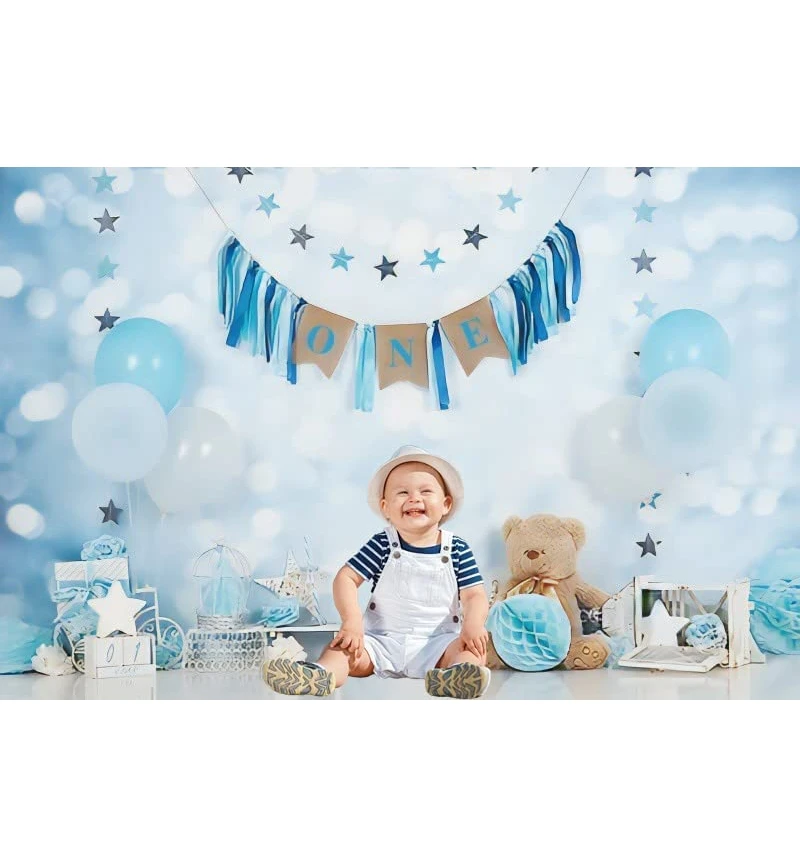 Newborn Baby 1st Birthday Backdrop for Girl Boy First Birthday Party Cake Smash Boho Balloon Photography Background Photo Studio