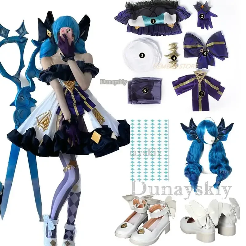 

Lol League Of Legends Cos Gwen Lingluo Doll Cosplay Suit Dark Wind Lolita Girl Game Shoes Wig Role Play Sets