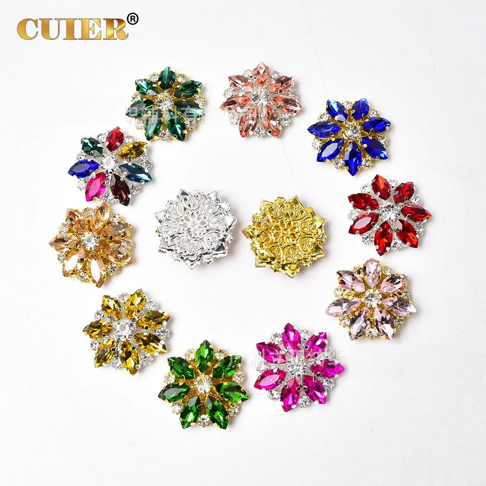 

5Pcs/Lot Exquisite Fashion Rhinestone flat bottom Buttons For Sewing Sweater Crysta Glass Buttons Decoration Accessories