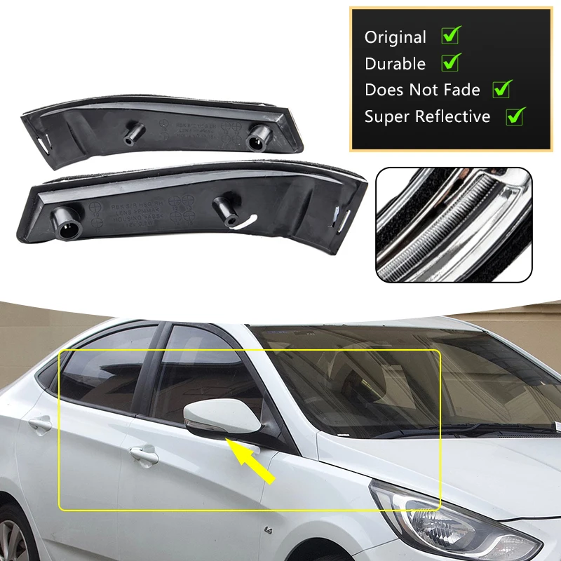 For Hyundai Accent i25 RB RC Verna Solaris 2011~2018 876241R000 876141R000 Side Rearview Mirror Turn Signal Light LED Rear Lamp