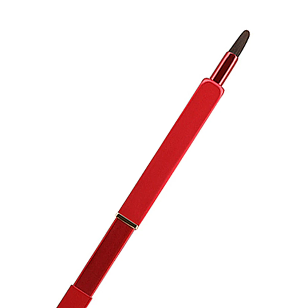

Retractable Lip Brush Portable Makeup Tool Nylon Fiber Metal Tube Red Premium Bristles Silky Dense Elastic Flexible Color