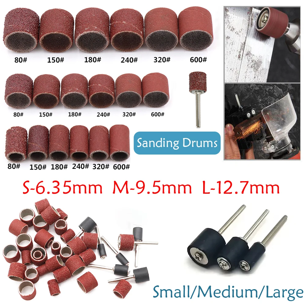 

80 120 150 180 240 320 400 600 Grit Sanding Band Bands Drum Sleeves Bits/Sanding Drums For Nail Drill Rotary Abrasive Tools