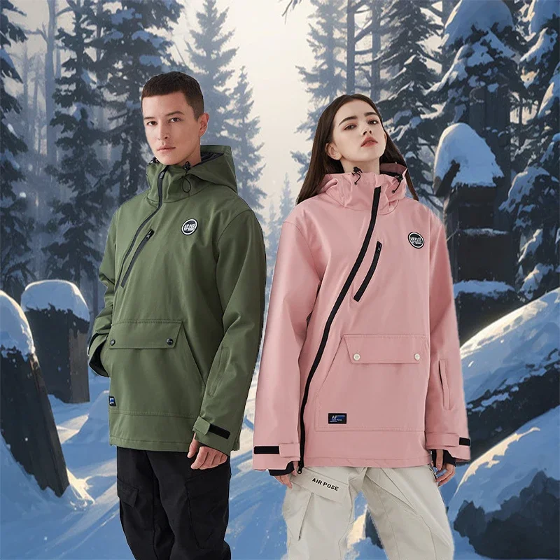 2025 Hooded Men Ski Jacket Snow Coat Winter Outdoor Sport Warm Windproof Woman Mountain Man Heat Top Clothes Snowboard Outerwear