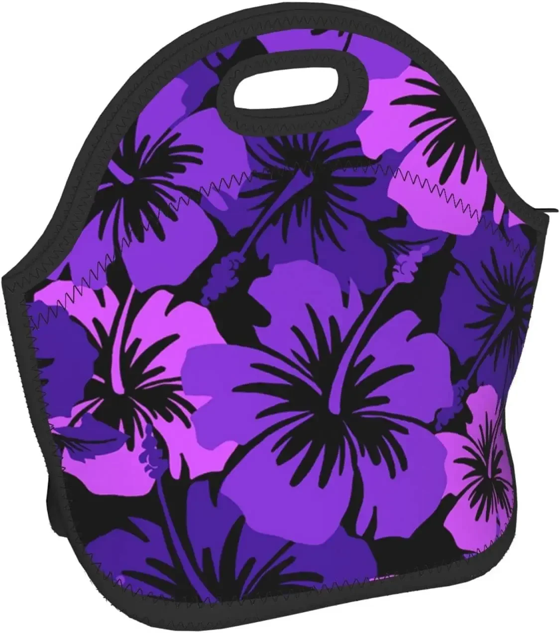 Purple Hawaiian Flowers Lunch Box Reusable Lunch Bag Tote Bag Insulated Lunch Bag for Women Men Lunch Box for Camping Gifts