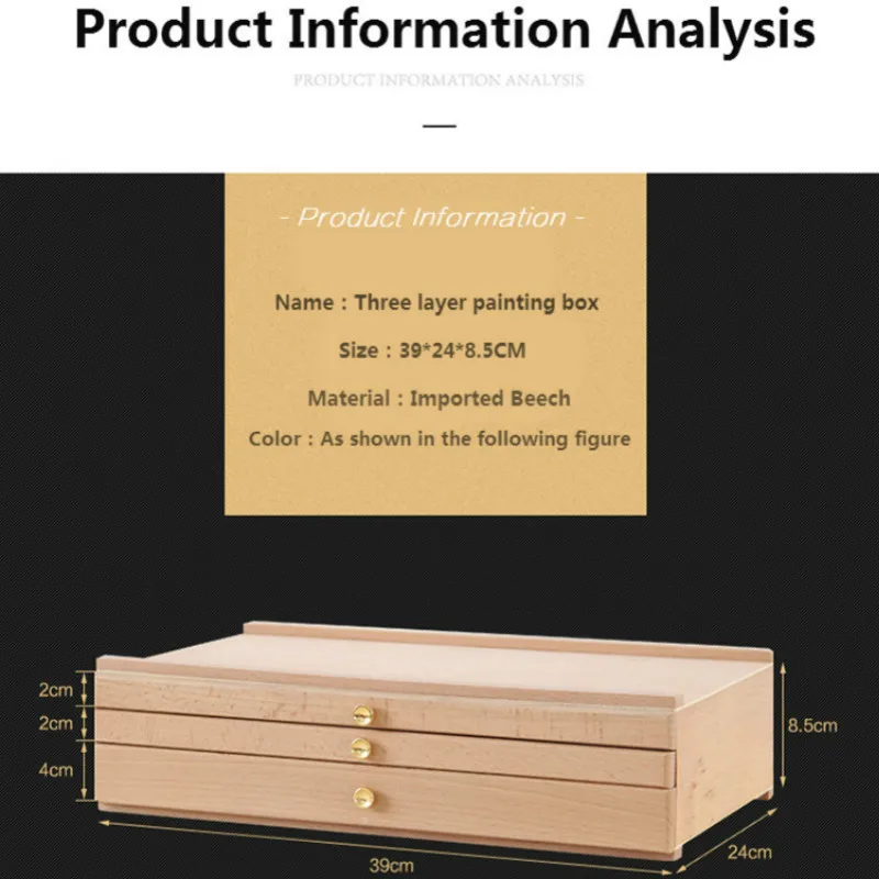 Imagem -04 - Easde Madeira com Gavetas e Caixa de Mesa Portátil para Pintura Mala Papelaria Organ Material de Escritório