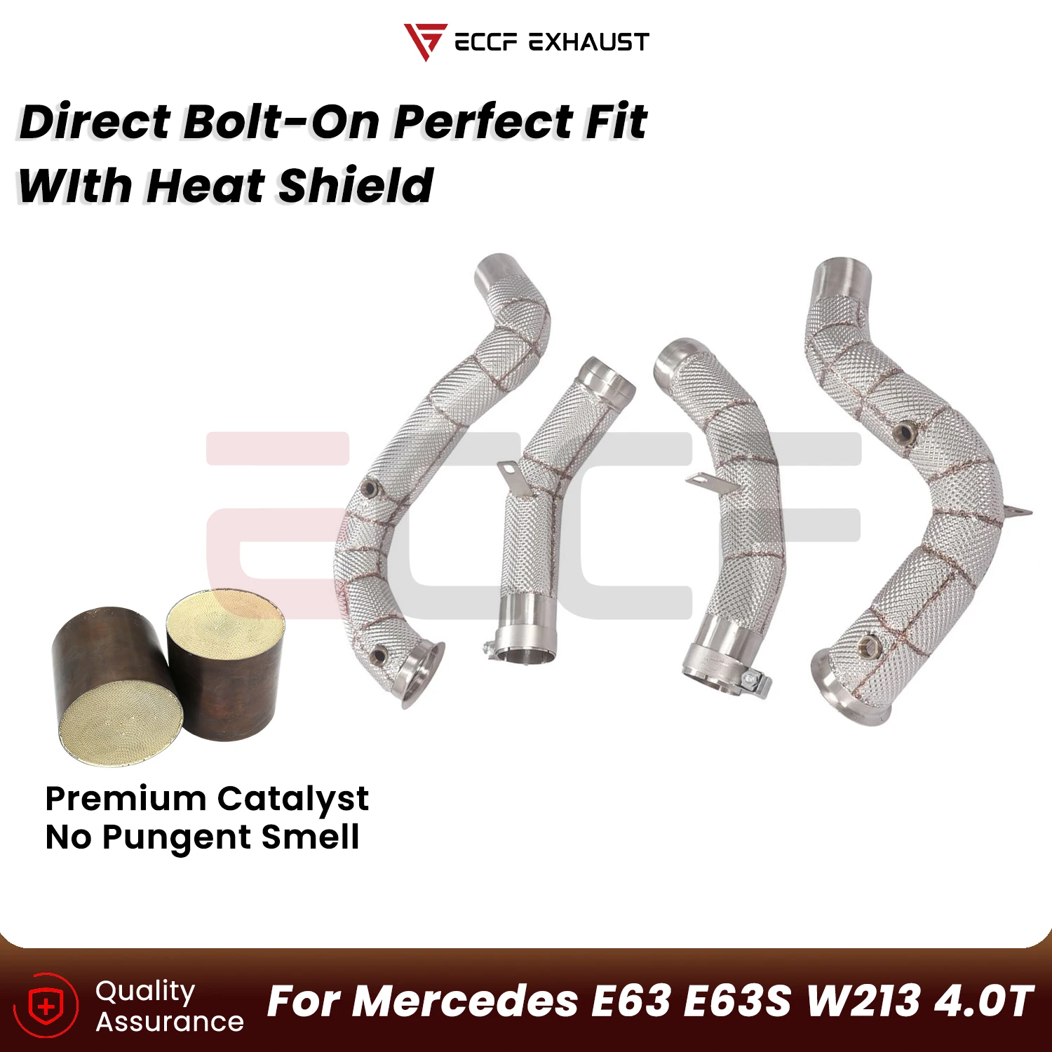 Sporty Downpipe With Heat Shield For Mercedes E63 E63S W213 4.0T Aggressive Exhaust Sound Plug and Play Upgrade Performance
