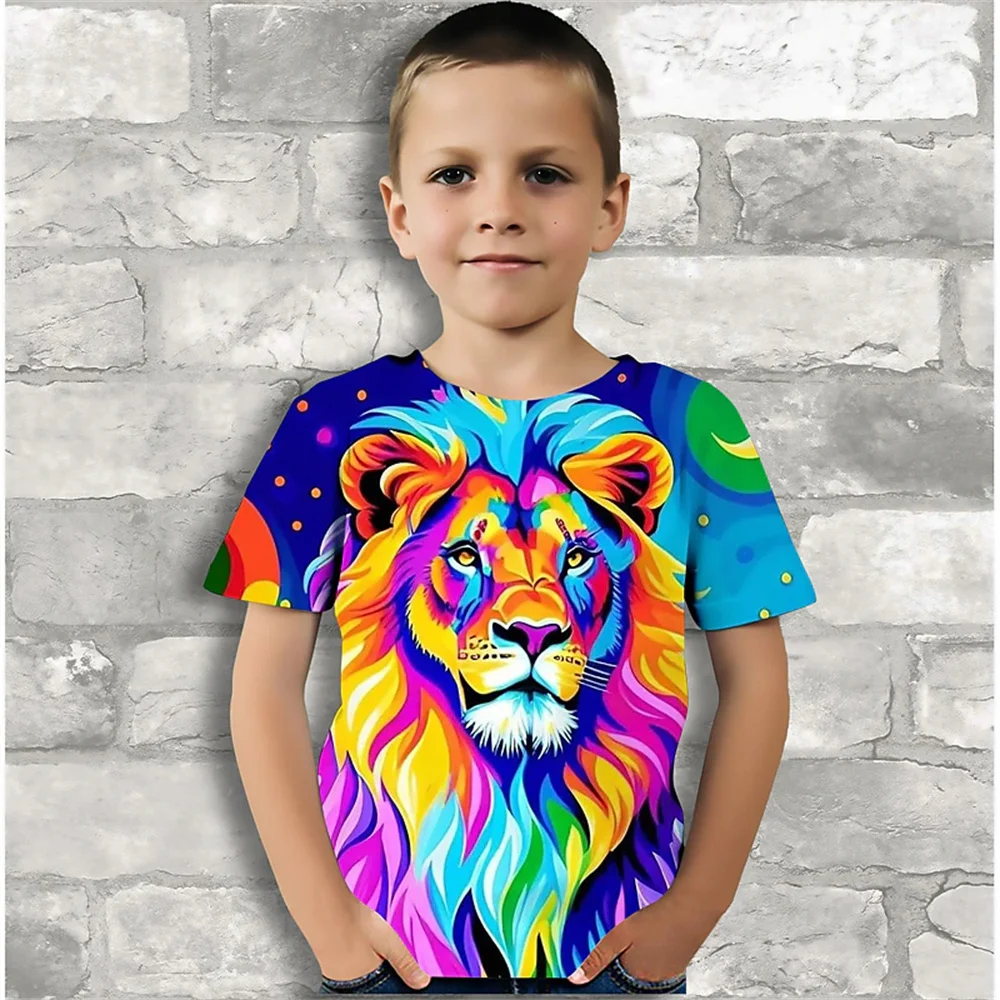 T-shirt imprimé pour garçon et fille de 9 à 12 ans, vêtement une pièce humoristique, motif animaux, pour document de discussion en 3D