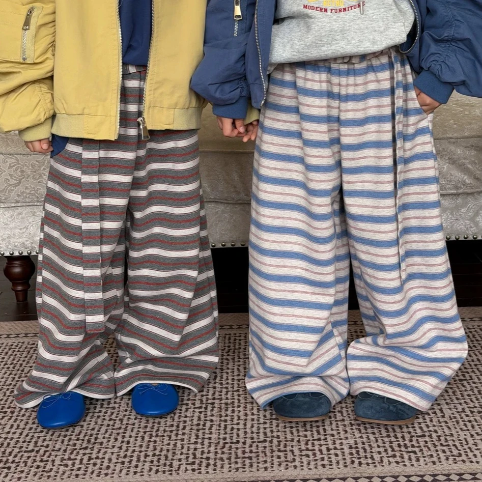 Boys Pants 2026 Spring and Autumn New Children's Wear Boys and Girls Foreign Style Casual Stripe Straight Tube Guard Pants