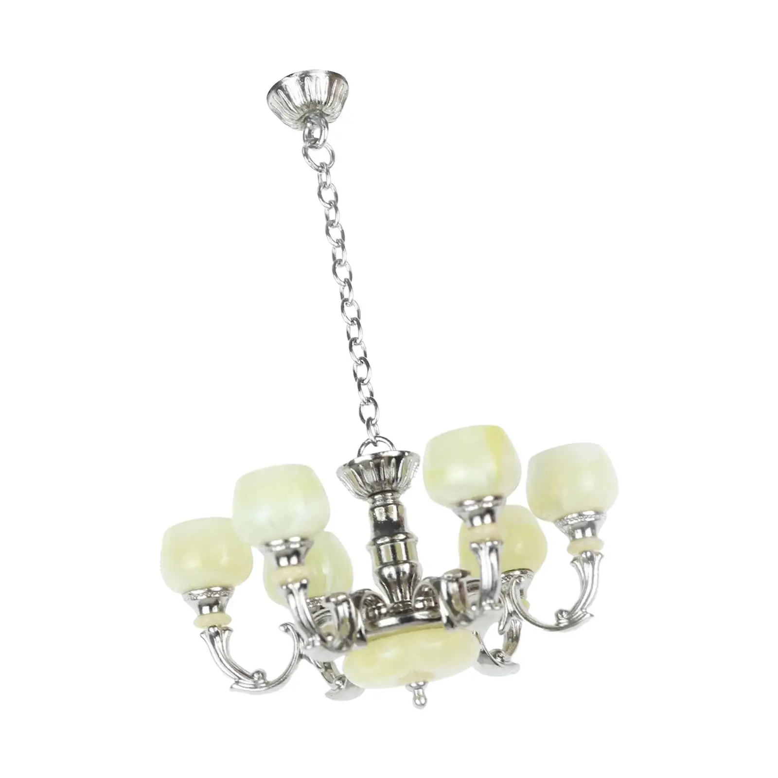 Miniature Chandelier for Dollhouse 1 12 Scale Ceiling Lamp Simulation Furniture Decor Alloy Plastic Model Toy for Doll House