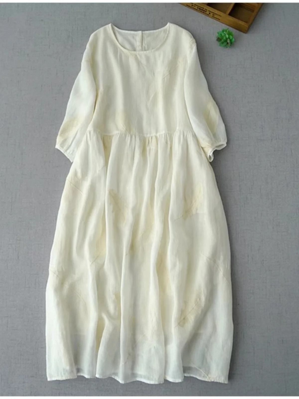 Ele bestickter Heavy Work Silk Dr Damen irt Dr A-Linien-Rock Thin Hemp Long Dr Five-Quarter Sve