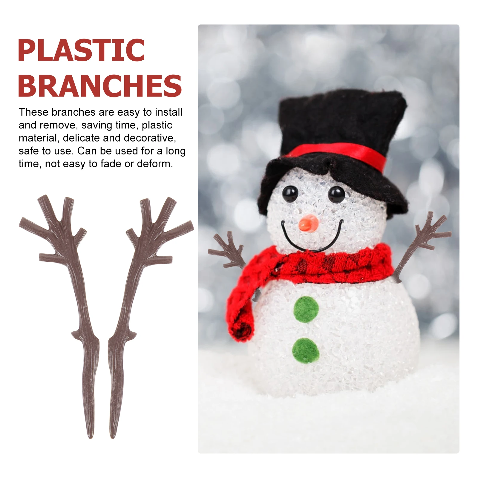 

100pcs Christmas Snowman Hand Branches Plastic Diy Antler Decor For Home Mall Hotel Xmas Tree Decoration Party Supplies