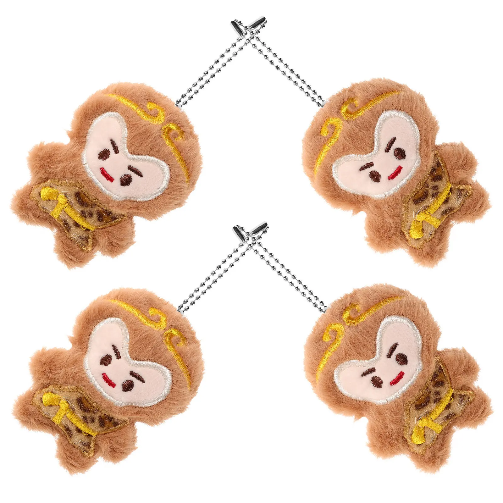 4 Piezas de Colgantes de Mono Rey, Lindos Llaveros para Mochila, Adornos de Peluche Encantadores, Accesorios Decorativos