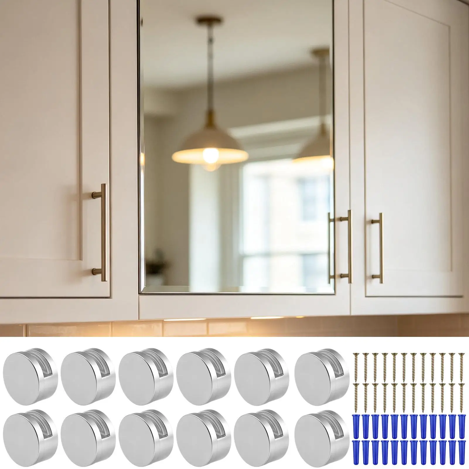12 Pcs Bathroom Mirror Glass Mirror Hinger Fixed Accessories Advertising Plate Glass Clamp Fixed Clip Fixed Fitting