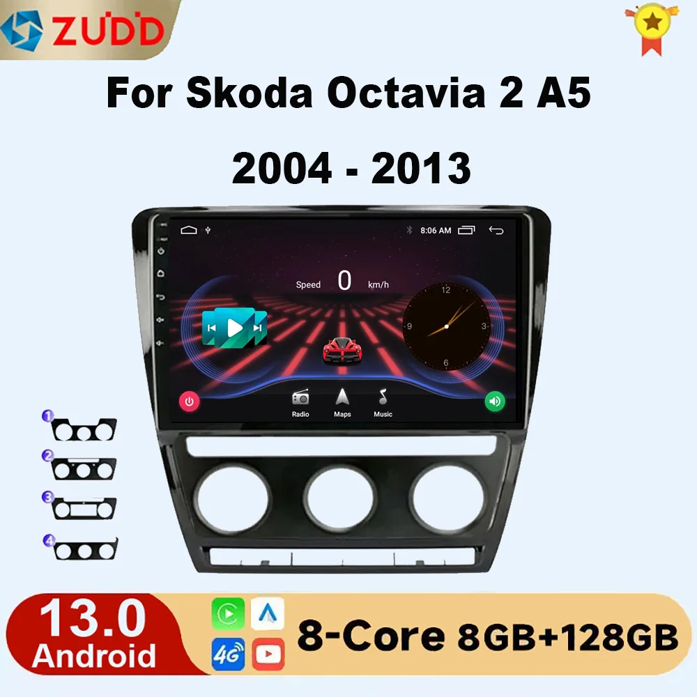 

Android 13 Car Radio for Skoda Octavia 2 A5 2004-2013 Multimedia Video Player Navigation 2Din Stereo DVD Carplay Audio Head Unit