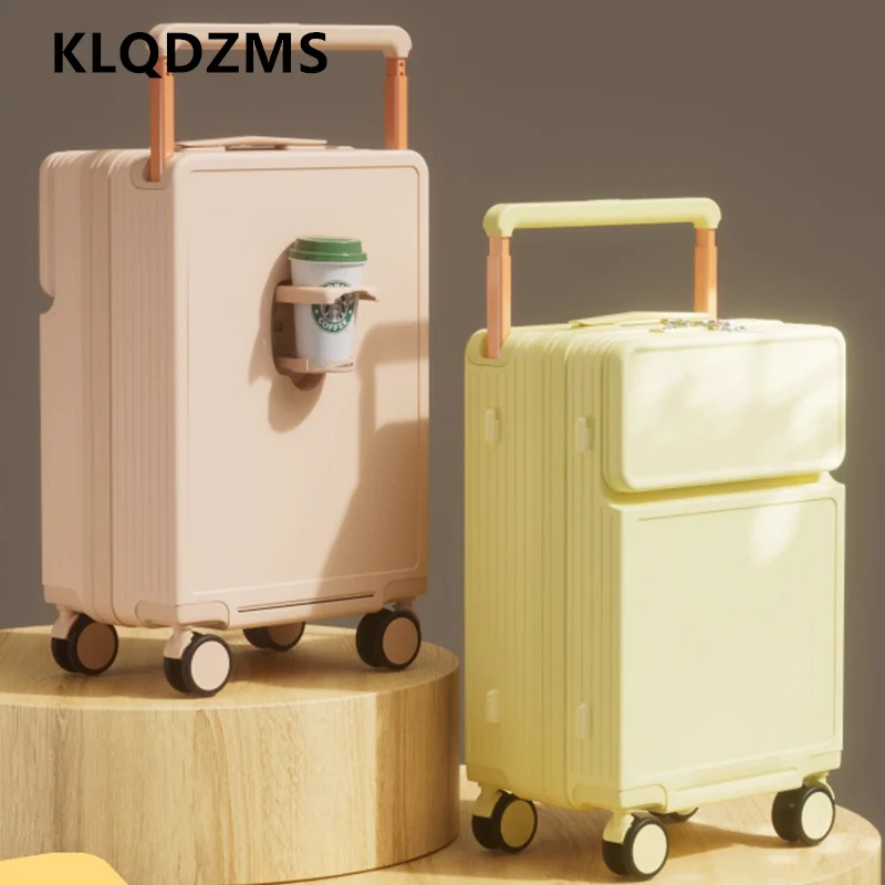 KLQDZMS المقصورة الأمتعة 20 بوصة الجبهة افتتاح الصعود USB شحن حقيبة تروللي بعجلات 22 "24" 26 "حقيبة كمبيوتر محمول متعددة الوظائف