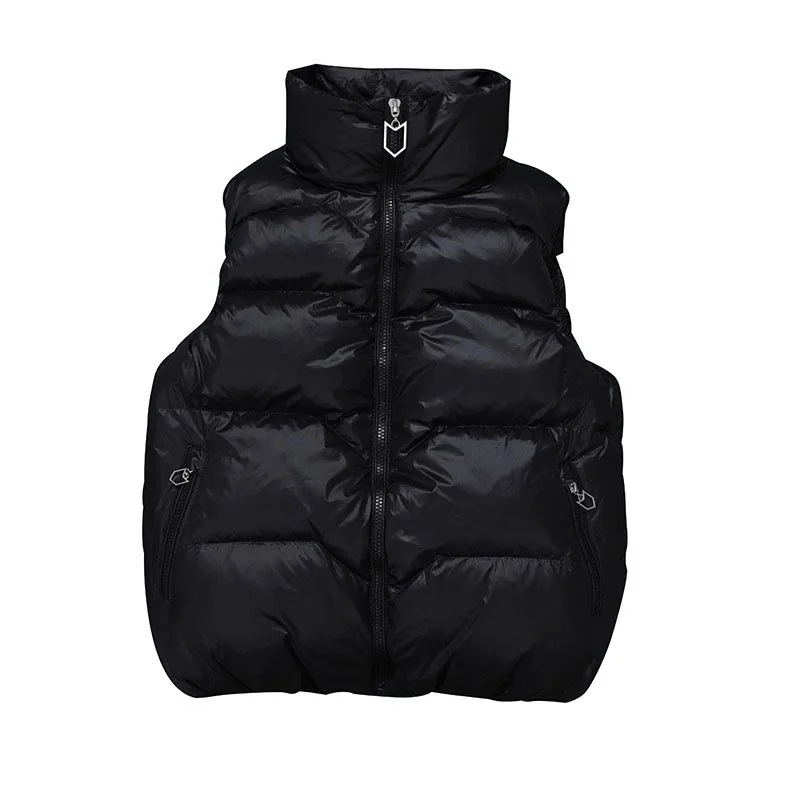 

plus Size Casual Thickened Sleeveless Black Cotton Jacket Women's Vest Winter Outerwear Comfortable Fit Korean Style Coat
