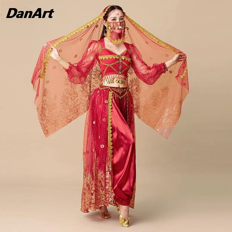 

Belly Dance Performance Costume Princess Aance Costume Female Adult Indian Dance Performance Costume Halloween Exotic Style Set