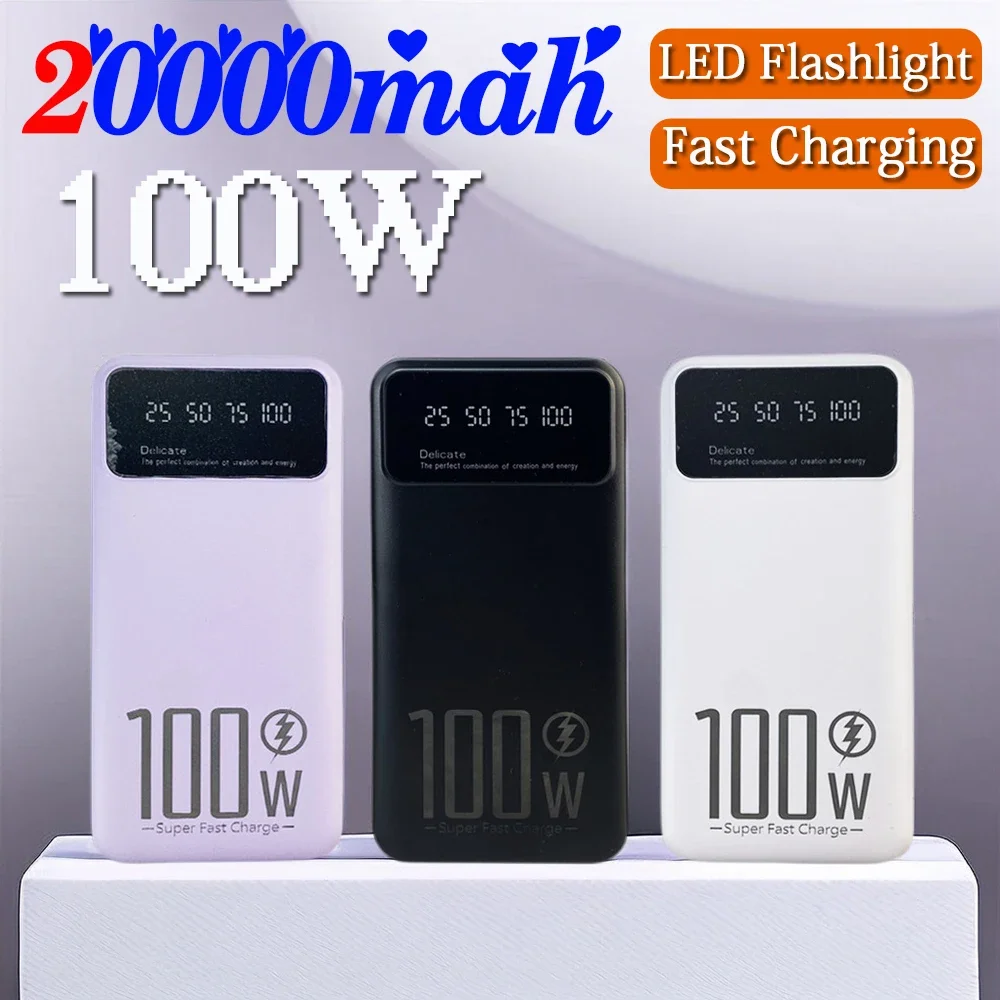 

100W 20000mAh Power Bank Super Fast Charging for iPhone Xiaomi Huawei Samsung Portable External Battery Charger Powerbank