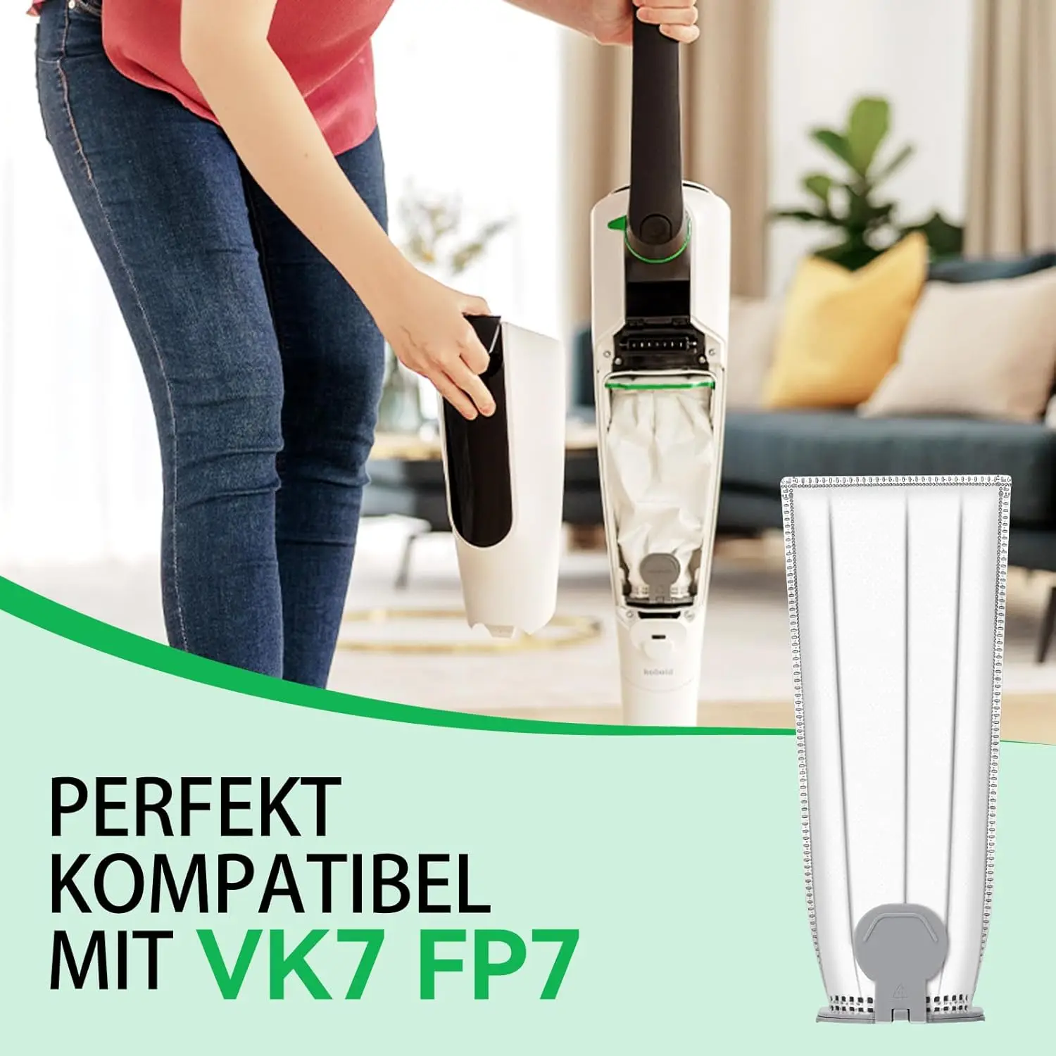 أكياس المكنسة الكهربائية لـ Vorwerk Kobold VK7S VK7 FP7S FP7، أكياس غبار مرشحة للمكنسة الكهربائية ببطارية Vorwerk VK7 FP7 #2