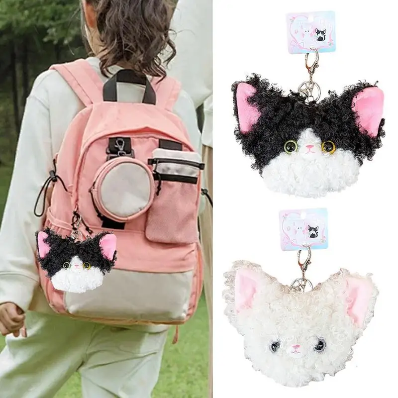 Cat Plush Keychain Cute Stuffed Animal Pouch Bag Pendant Key Chain Decorative Accessories Hangable Decoration Earphone Case For