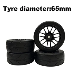 4PCS 65mm 1/10 Rubber Tire RC Racing Car Tires On Road Wheel Rim For HSP HPI RC Car Part Diameter 65mm Tires 94123-94122 CS XIS