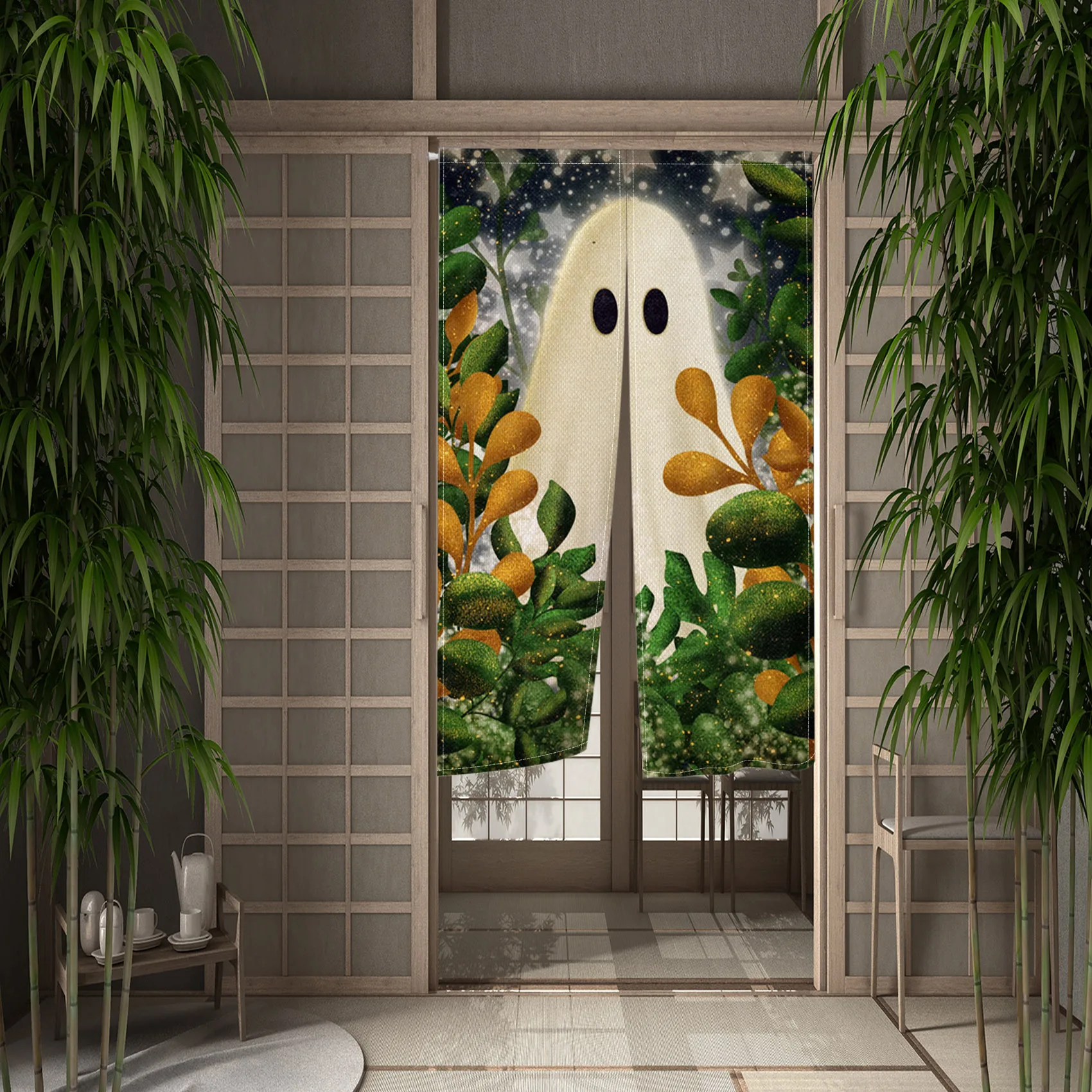 مخيف ستارة الباب نورين الرعب تحت عنوان هالوين ستارة الباب الهروب غرفة التقسيم لعبة المشهد ثلاثية الأبعاد الجمجمة المدخل نصف الستار