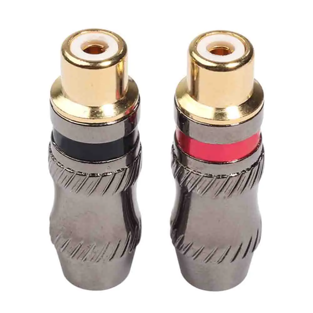For RCA Female Lotus Solder Connectors 2PCS with Gold Plated Copper Pins for Use in Custom Coaxial and Stereo Cable Projects
