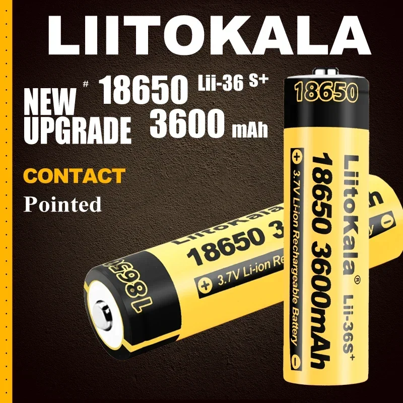 1-20PCS LiitoKala Lii-36S-JT 18650 3.7V 10A Li-ion 3600mAh Lithium Battery For High Drain Devices.For Flashlight