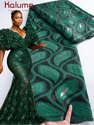 Kalume African Tulle Lace Fabric Satin 5 Yards 2026 High Quality Nigerian Brocade Jacquard Lace For Sewing Dress Cloth F2485