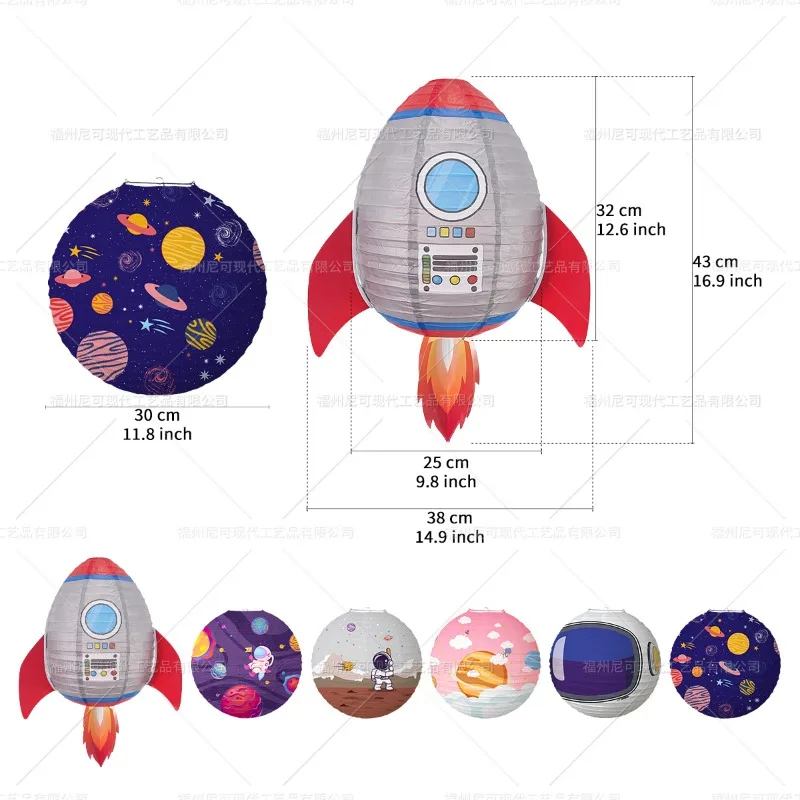 1 stücke 30 cm Astronaut Planet Raum Thema kinder Laterne Geburtstag Party Dekoration kinder Junge Planet Papier Laterne – Detail 4