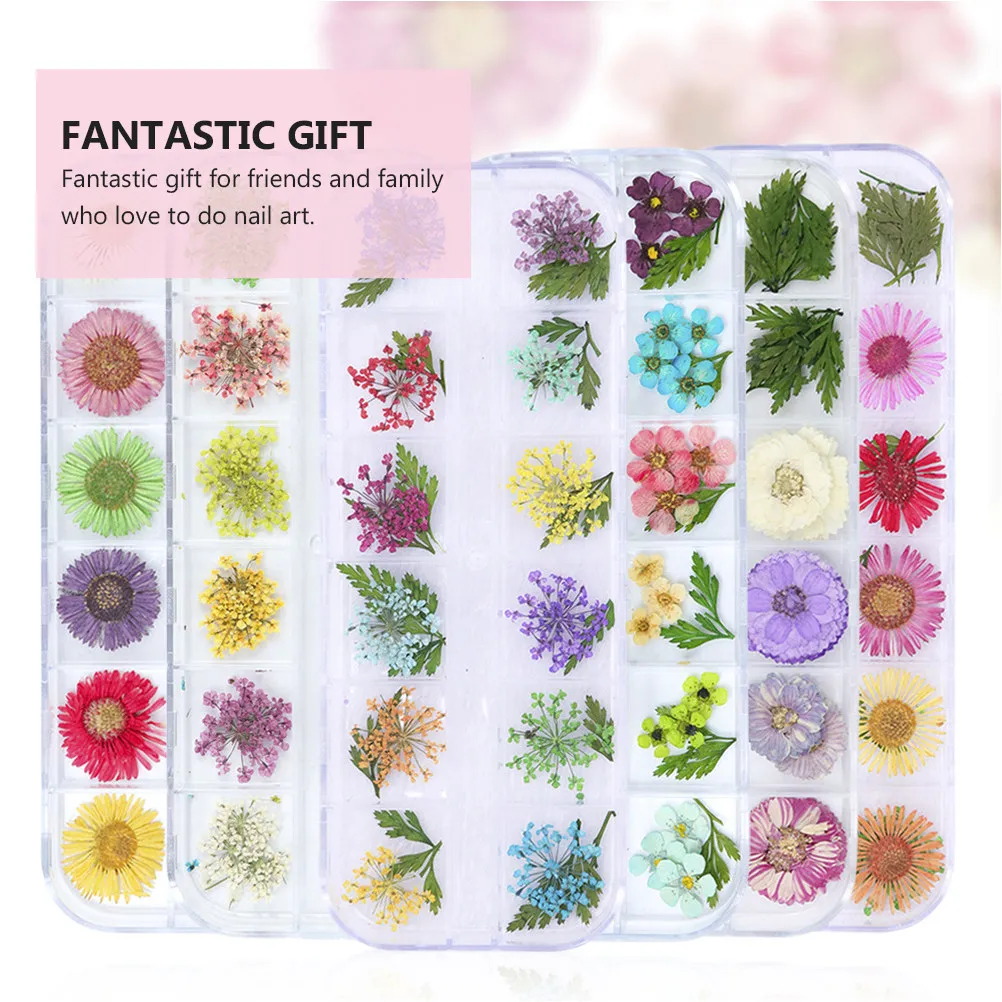 

Набор из 3 коробок с сухоцветами для дизайна ногтей, DIY-наклейки, аксессуары для красоты, декоративные стикеры, гель для ногтей, смешанный набор для вечеринок, подарок для маникюра