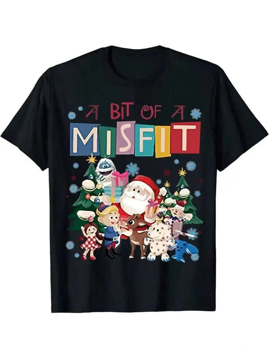 Joyful Atmosphere Party Cartoon Print Men's Short-Sleeved T-Shirt 190Gsm,Christmas Present 100% Cotton Trendy Y2K Short-Sleeve