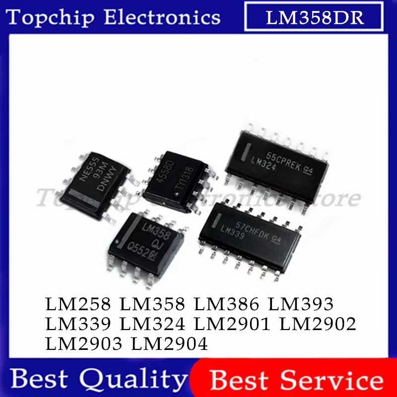 Piezas LM258, LM386, LM393, LM339, LM324, LM2901, LM2902, LM2903, LM2904, SOP-8, LM258DR, LM358DR, LM393DR, LM339DR, LM324DR, LM224 SOP, 10 Uds.