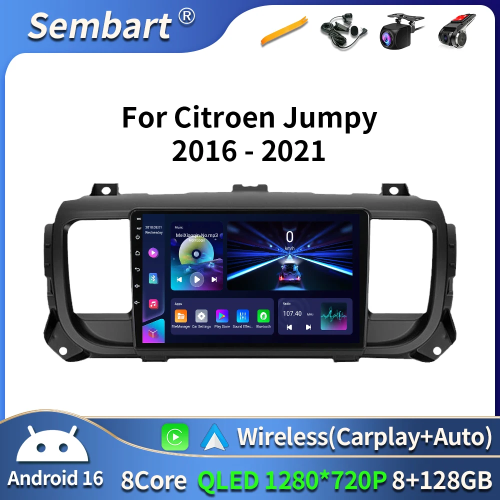 Android 16 For Citroen Jumpy 3 SpaceTourer For Peugeot Expert 3 For Toyota Proace 2016-2021 Auto Radio Car Navigation Carplay
