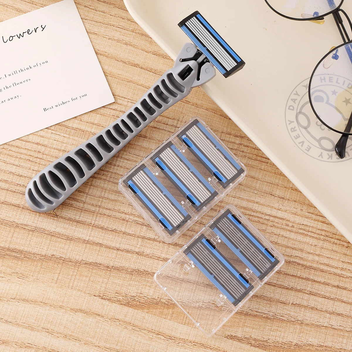 Six Layers Stainless Steel Blades Manual Beard Razor For Man Shave Changeable Blade Refills High Quality