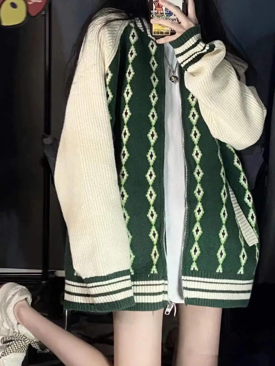 

Свободный женский свитер Zhaolu Small id, мягкий уютный вязаный свитер на молнии, осень-зима, японский Sle Lazy Sle Student Faion