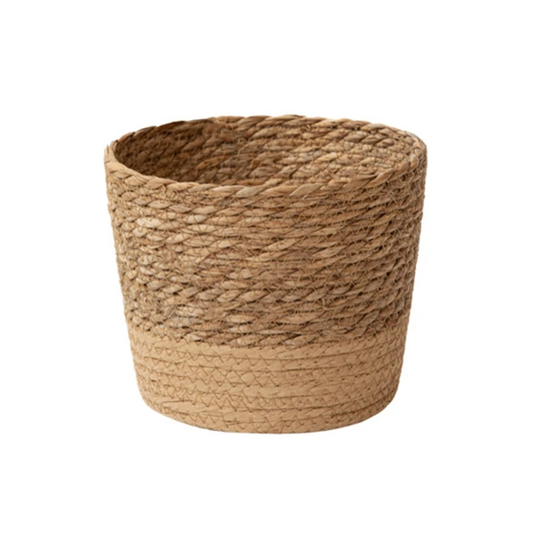 Straw Weaving Flower Plant Pot Wicker Basket Rattan Flowerpot Storage Basket Handmade Woven Planter Basket Durable S