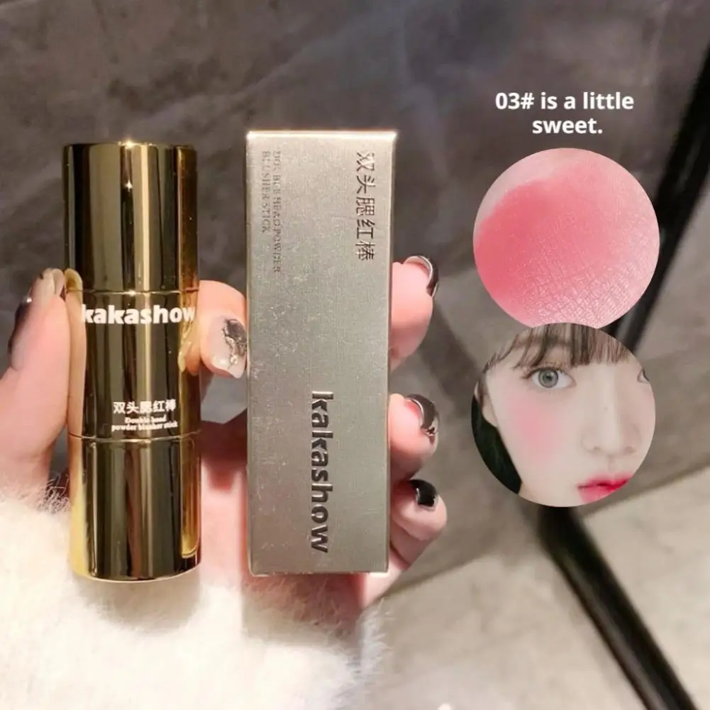 Kakashow 2in1 fard a doppia estremità stick a lunga posa naturale a filo per nessun look di trucco quotidiano altamente pigmentato leggero portatile