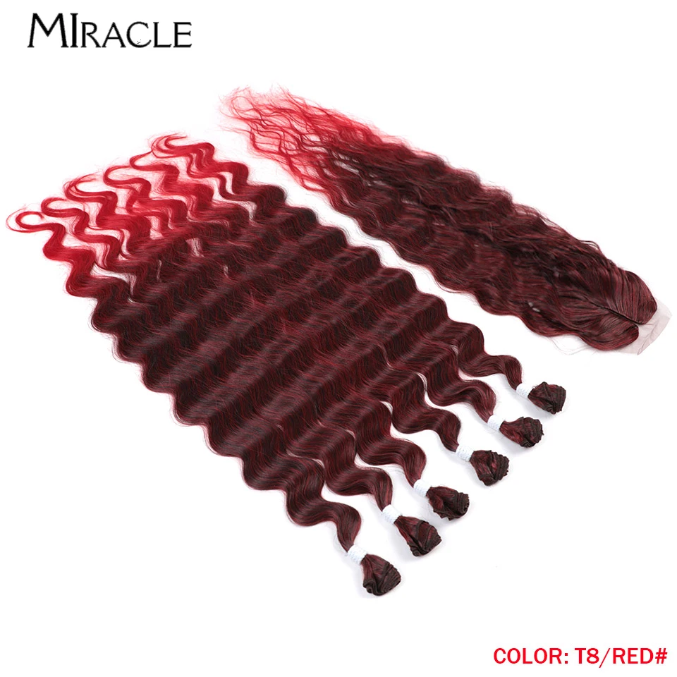 Fasci di capelli sintetici MIRACLE con chiusura estensioni dei capelli dell'onda del corpo da 36 pollici Ombre capelli biondi che tessono parrucche