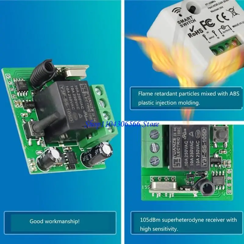 02DD Receiver Light Controllers Module Remote Switches 1-Way Single Channel