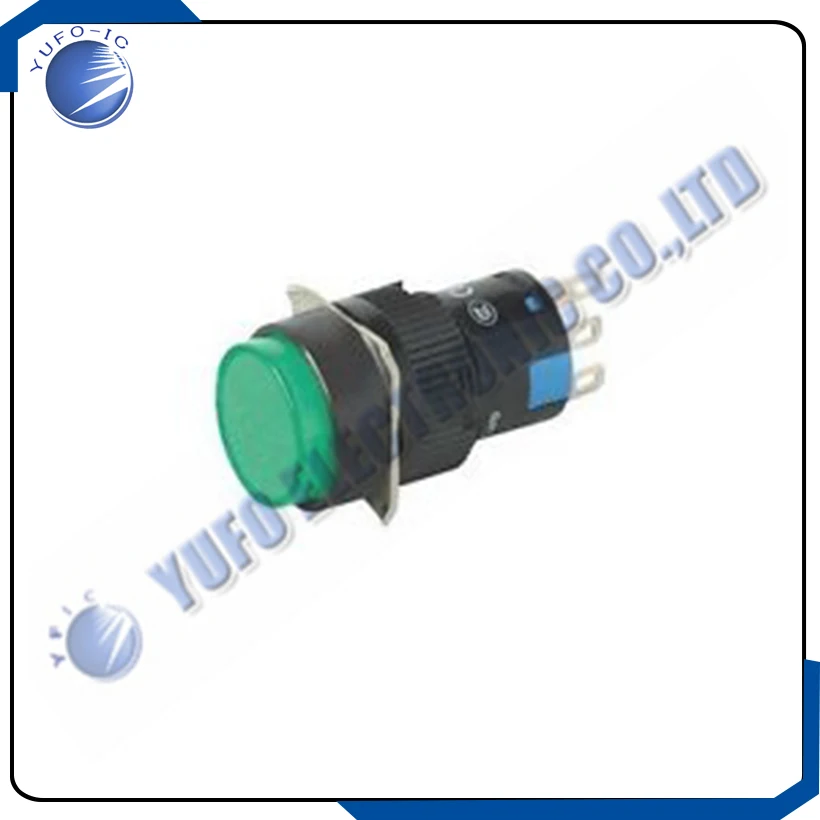 Free Shipping One Lot 1Pcs 16mm Green Sign Momentary Push Button Switch LA128 LA16-Y-11 AK