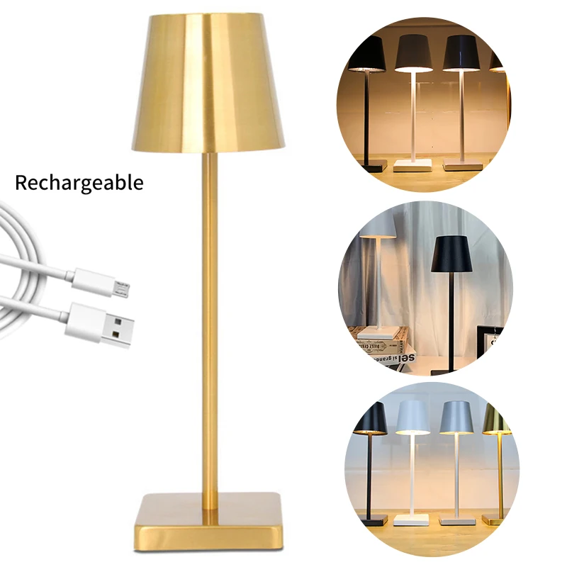 

LED Table Lamp Rechageable Bar Hotel Desk Lamp Restaurant Luxury Modern Wireless Decorlamparas De Mesa Bedside Lamp Decoration