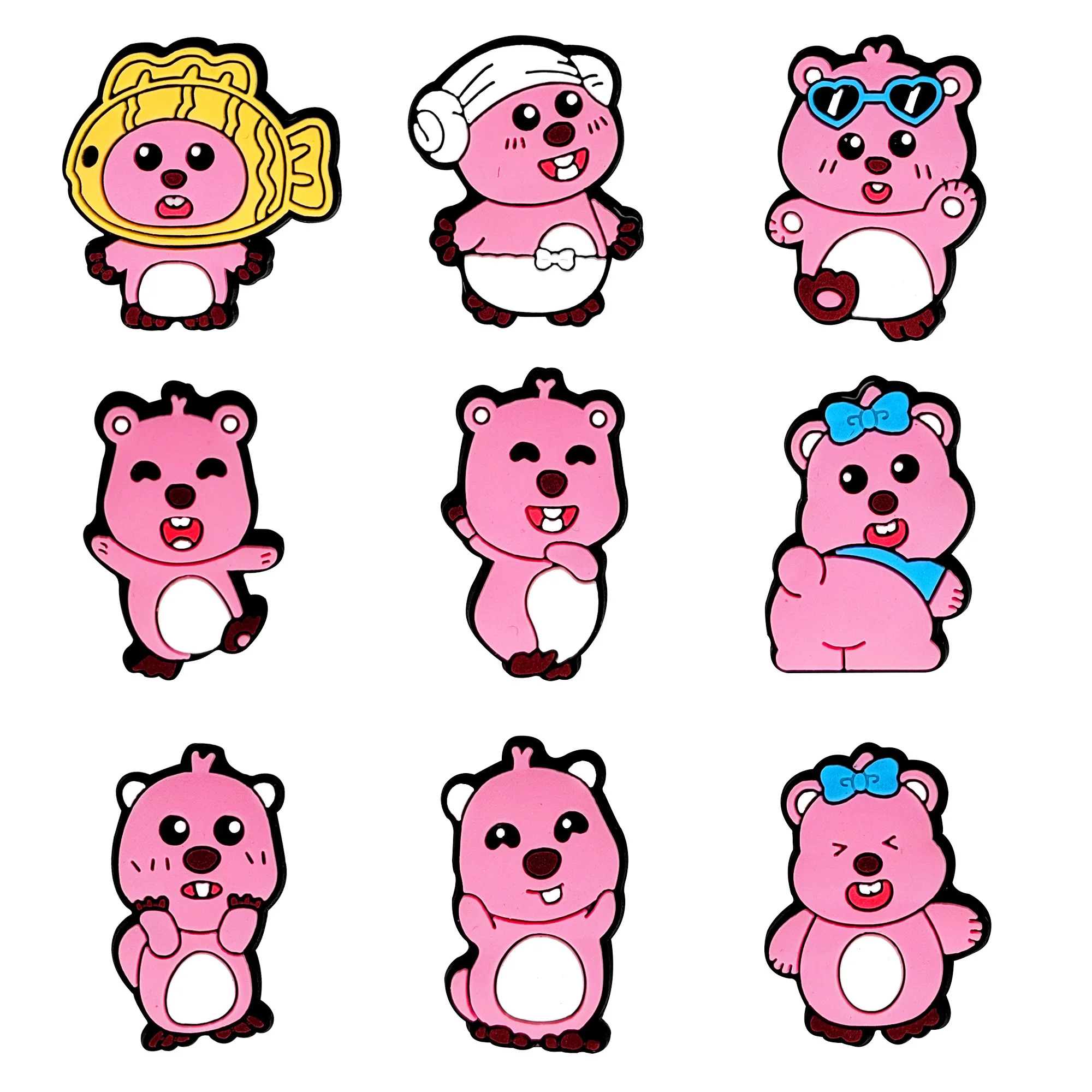 HOT Sale 1pcs Pink Beaver Loopy Cartoon series Shoe Charms Accessories Decorations PVC Buckle for Kids Party Xmas Gifts