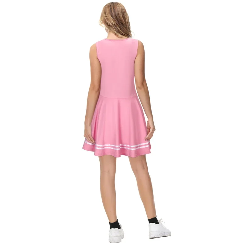 SISSY-Uniforme de pom-pom girl pour filles, robe blanche rose en fibre, tenue de pom girl, costume de fête pour lycéennes