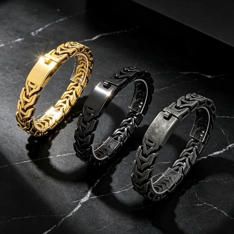 13MM Stainless Steel Man Bracelet Men's Link Chain Bracelets Metal Bangles Massive On Hand Jewelry