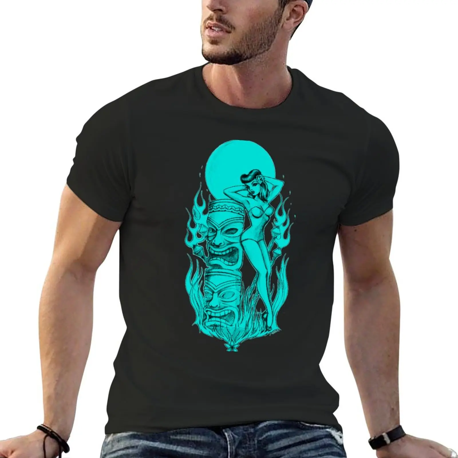 

Tiki blue moon T-Shirt affliction shirts Funny t-shirts t shirts men