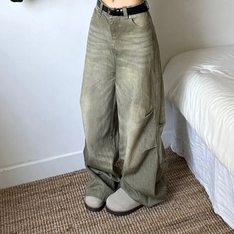 QWEEK Y2k Vintage Oversized Jeans Woman Streewear Baggy Harajuku Denim Pants Spring Korean Fashion Causal Trousers Aesthetic