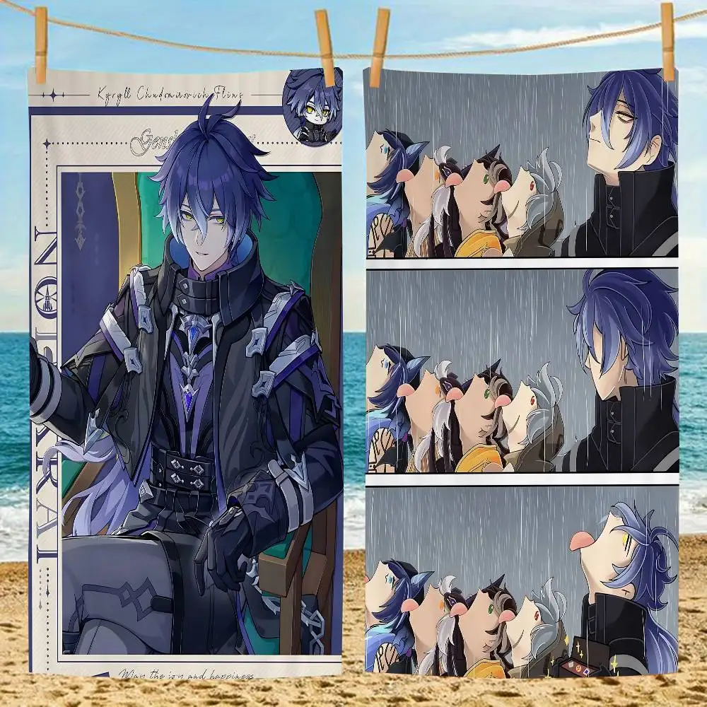 Genshin Impact Flins Anime Beach Swimming Towel Soft Absorbent Washcloth Children's Gifts for Kids Travel Camping Gym