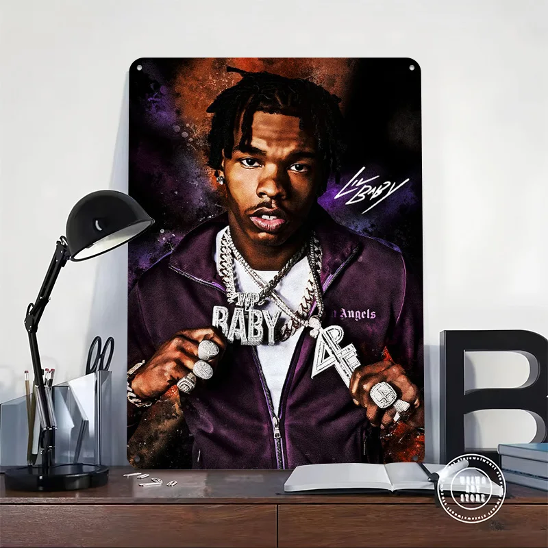 Lil Baby Portrait Metal Poster Perfect Gift for Fans Lovers Personalized Wall Art Metal Sign for Home Decorations Office Decor